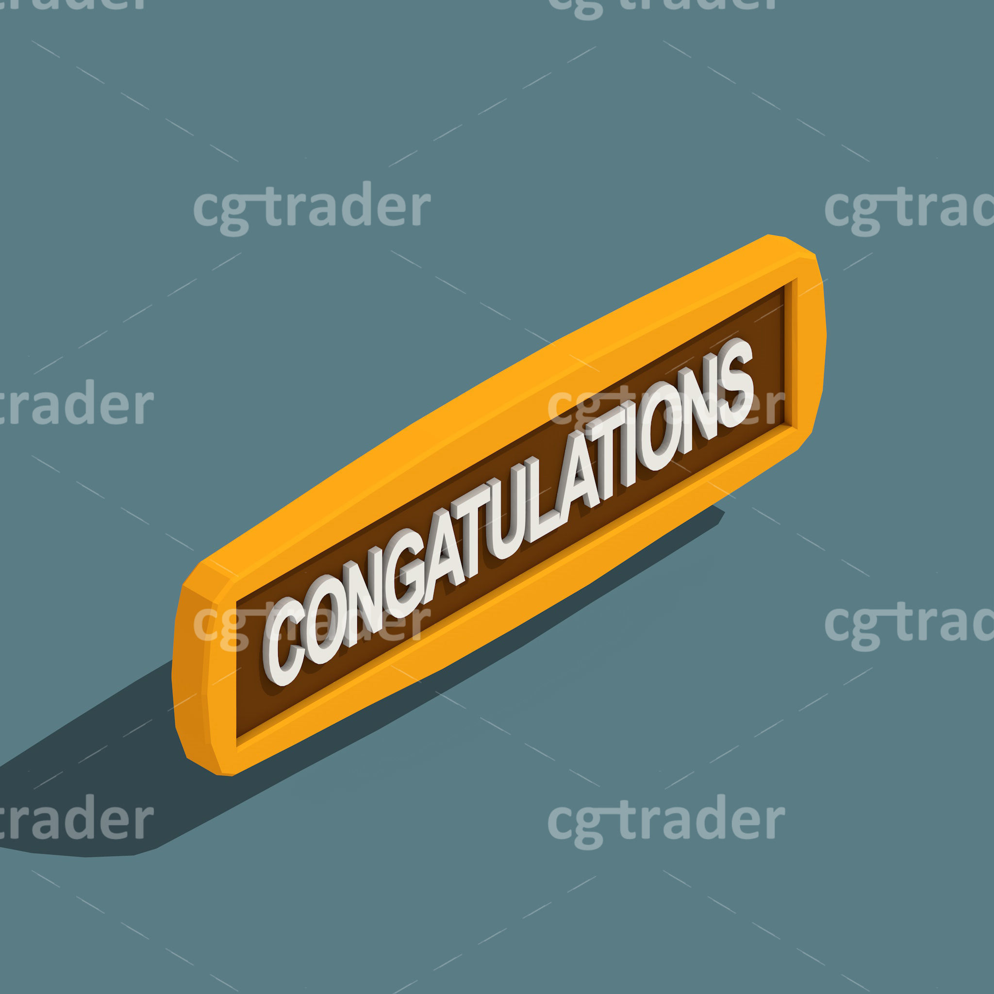 Low Poly Anniversary Medal Isometric Icon Low-poly 3D model_15