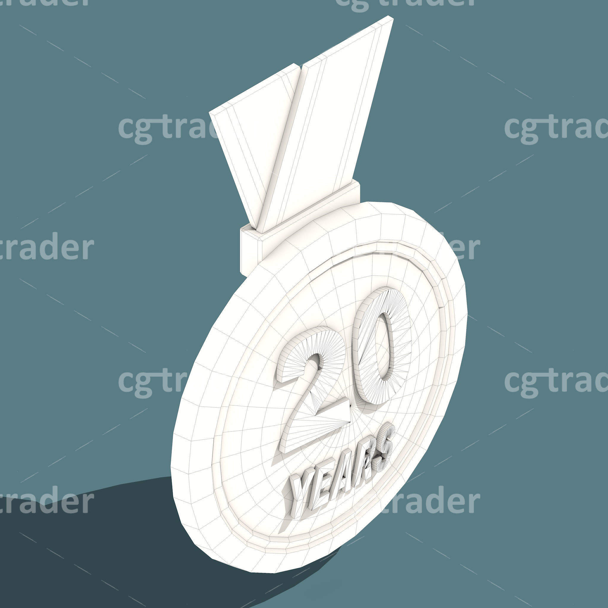 Low Poly Anniversary Medal Isometric Icon Low-poly 3D model_8