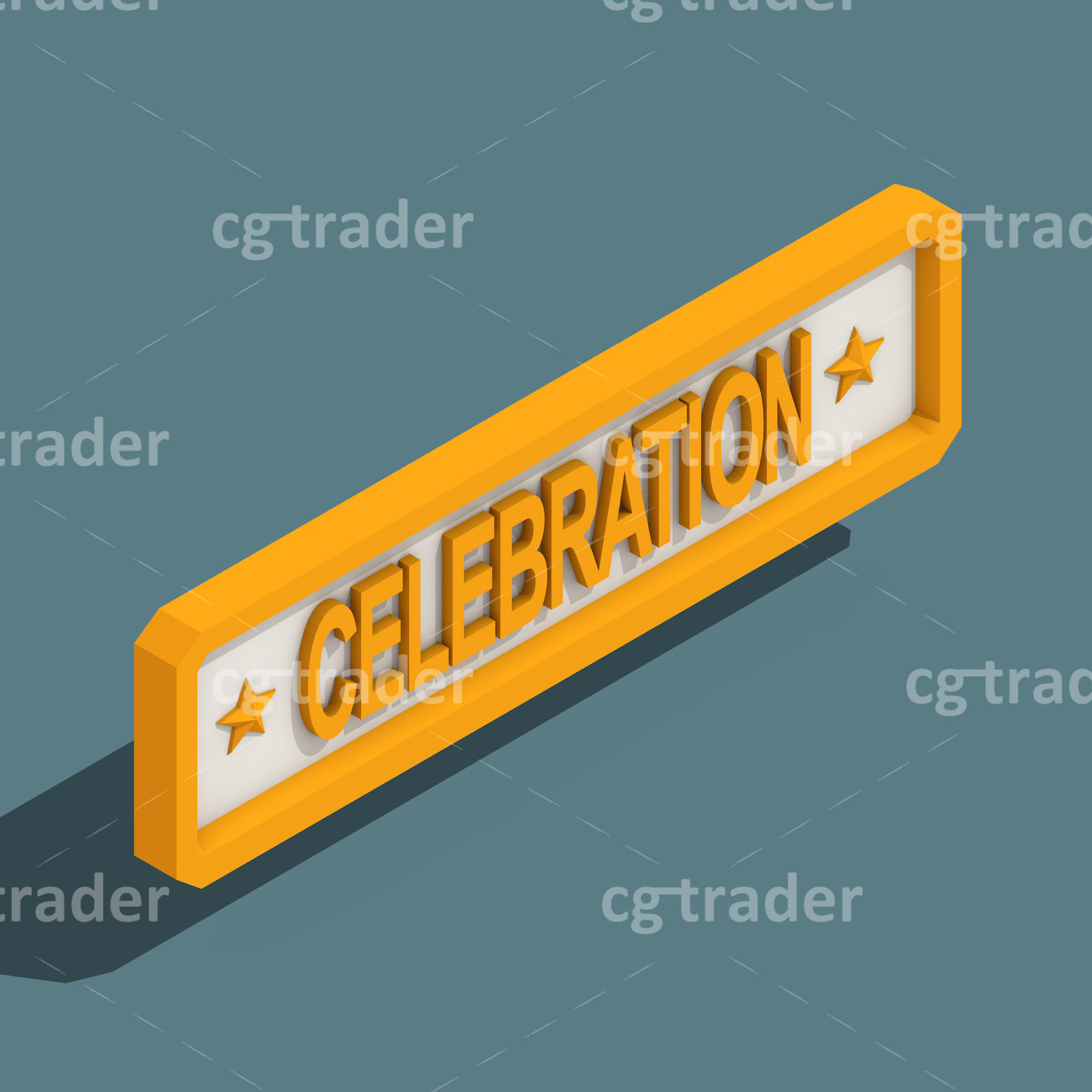 Low Poly Anniversary Medal Isometric Icon Low-poly 3D model_23