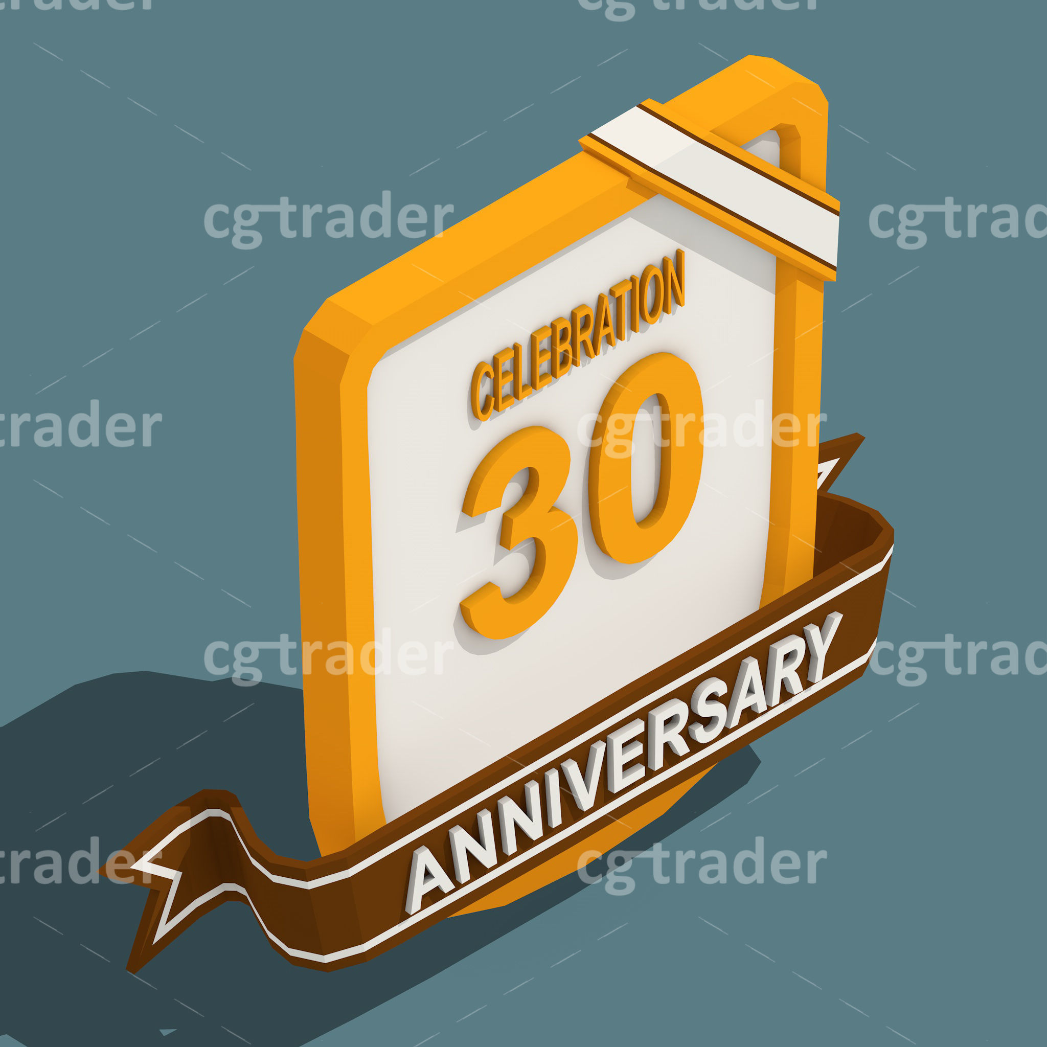 Low Poly Anniversary Medal Isometric Icon Low-poly 3D model_5