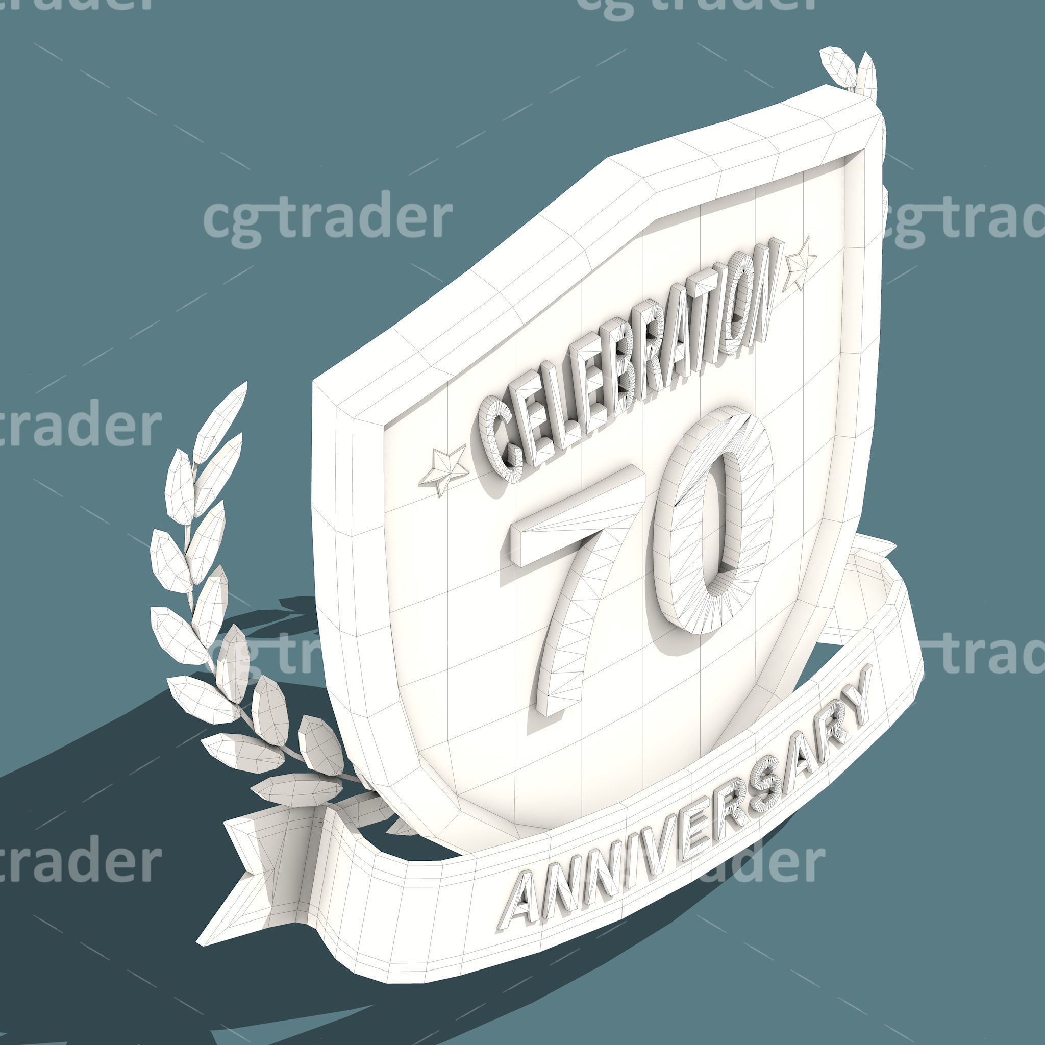 Low Poly Anniversary Medal Isometric Icon Low-poly 3D model_14