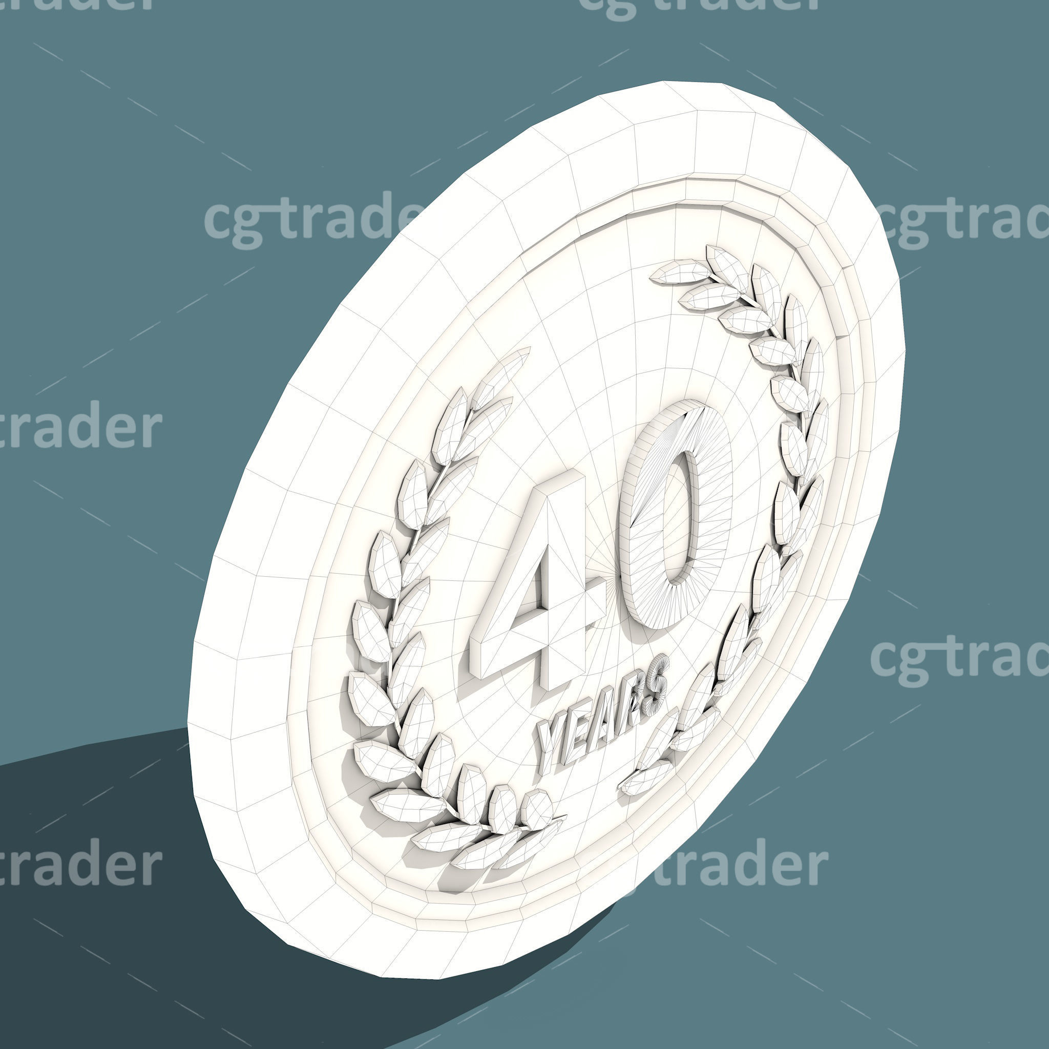 Low Poly Anniversary Medal Isometric Icon Low-poly 3D model_12
