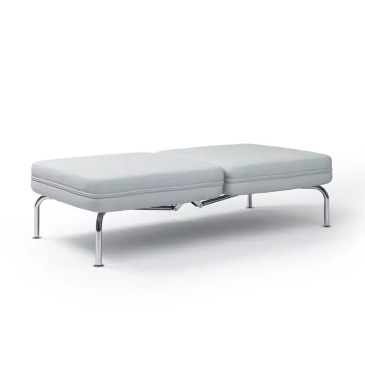 Simple Soft White Leather Bench 3D model_0