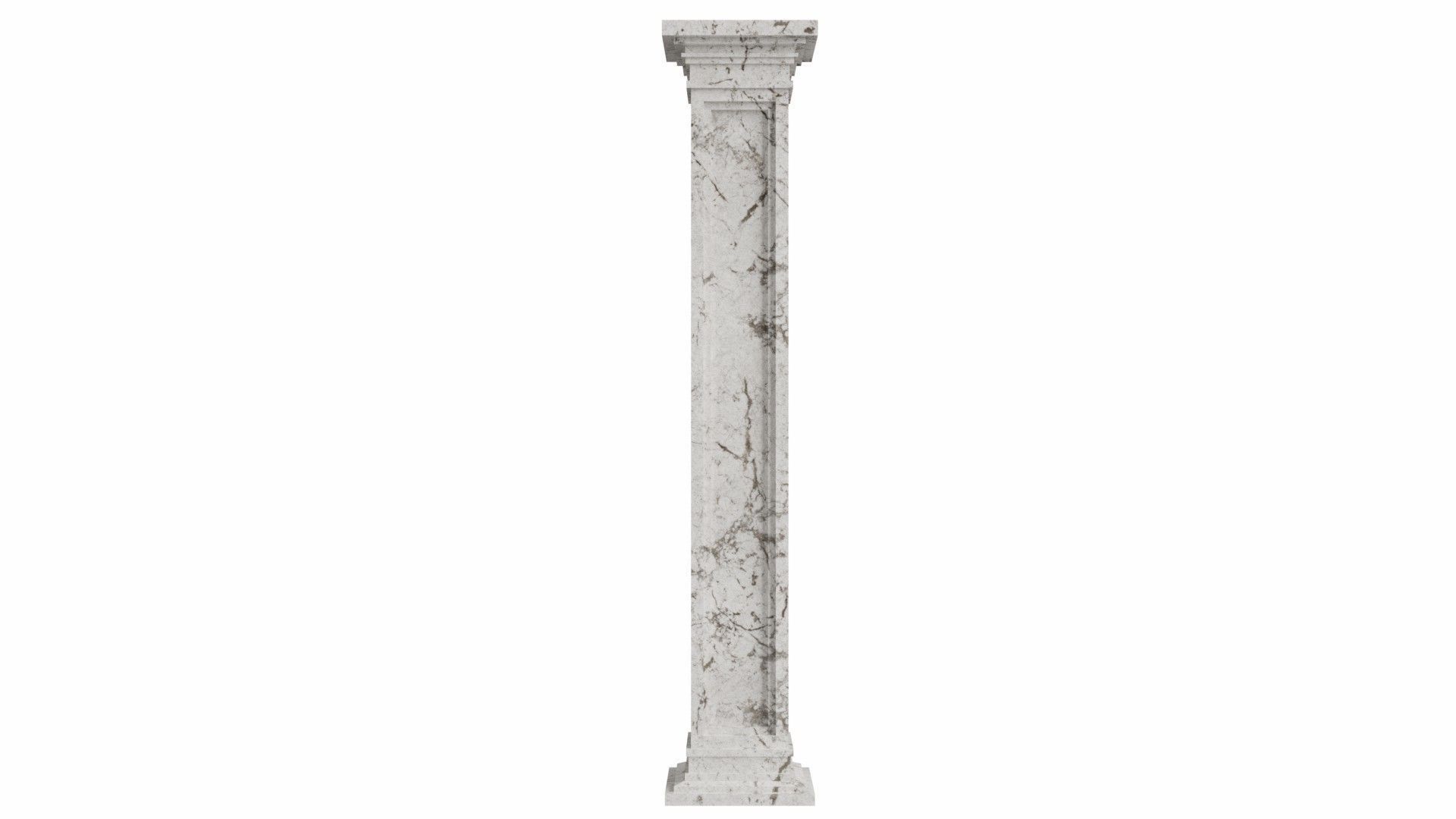 White marble column Low-poly 3D model_2