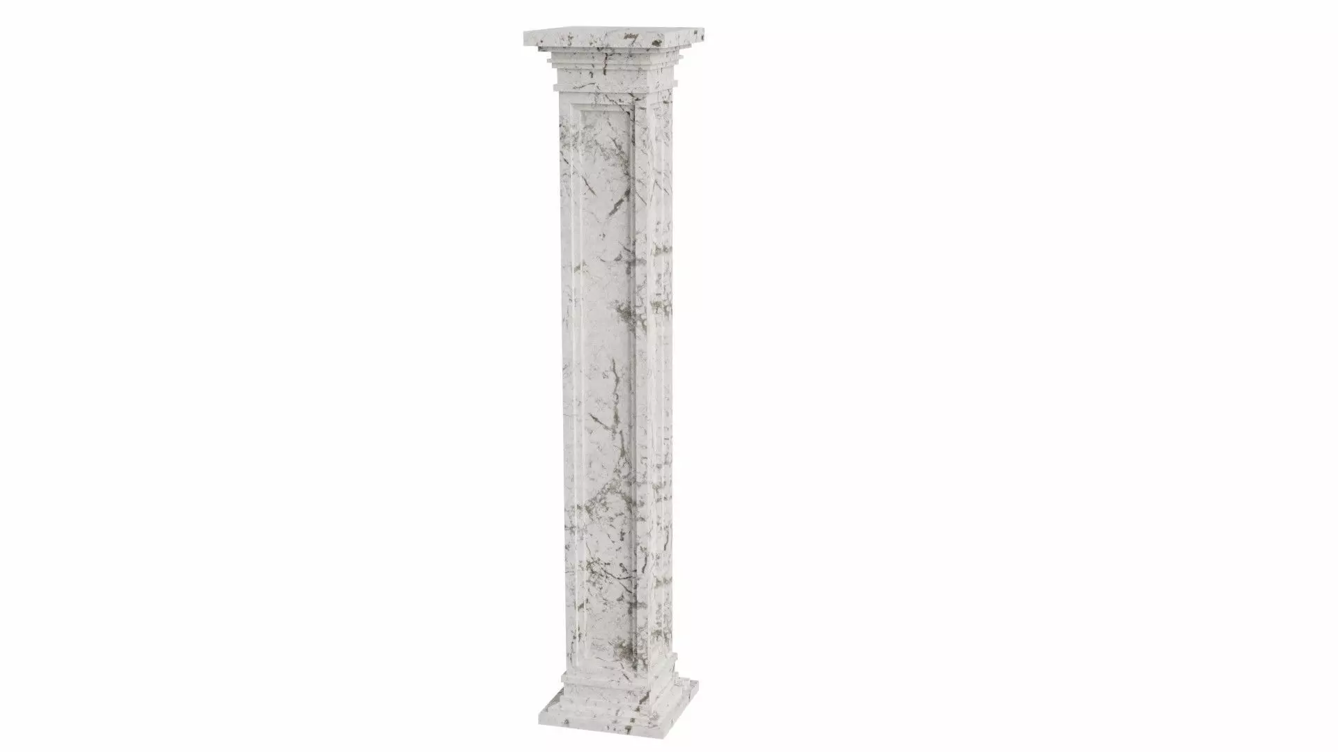 White marble column Low-poly 3D model_0