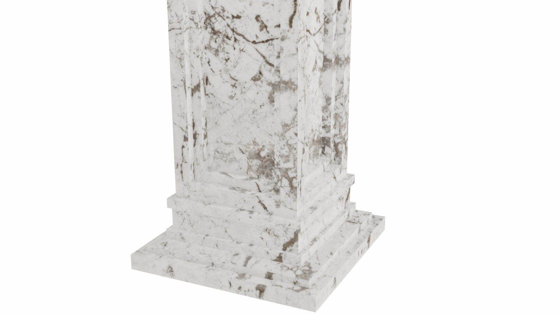 White marble column Low-poly 3D model_3