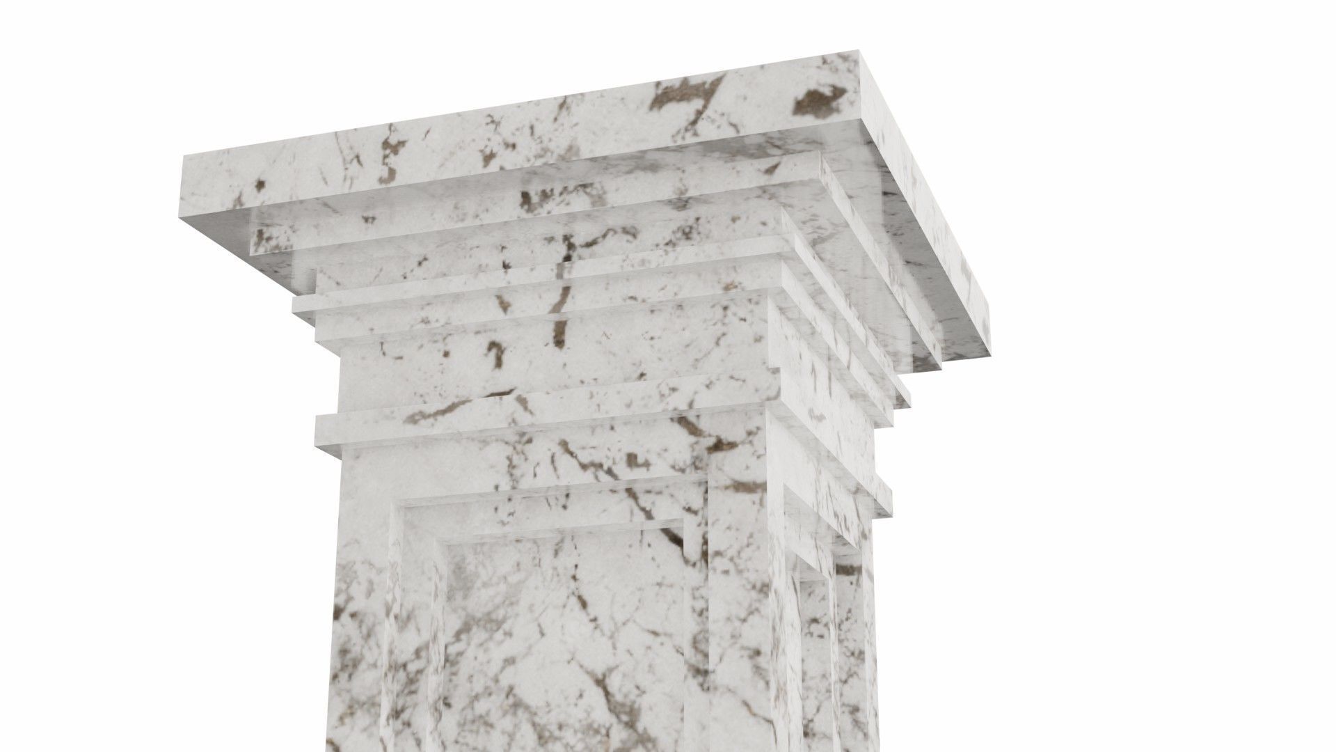 White marble column Low-poly 3D model_4