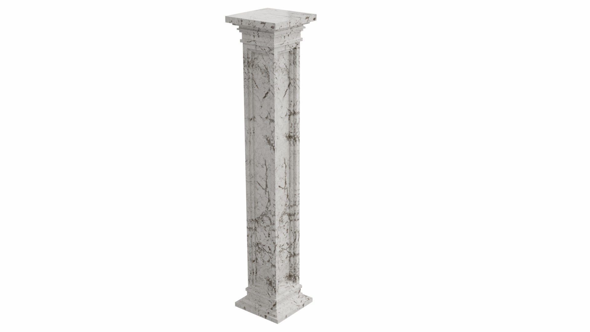 White marble column Low-poly 3D model_1