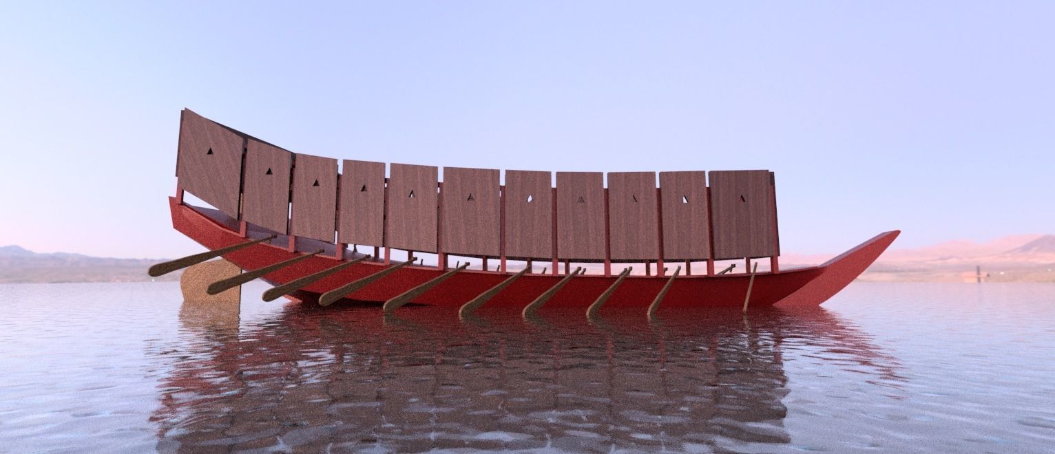 Sengoku period Samurai warship- Hayabune Low-poly 3D model_2