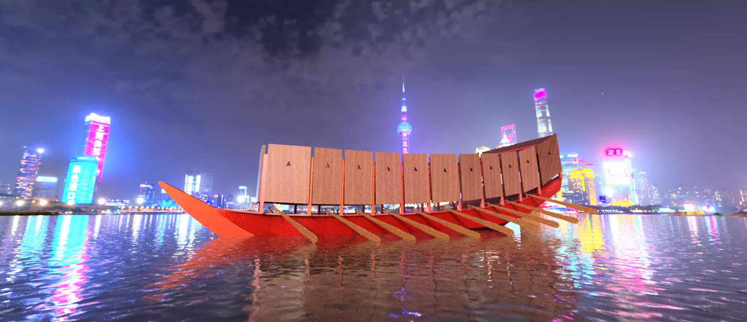 Sengoku period Samurai warship- Hayabune Low-poly 3D model_0