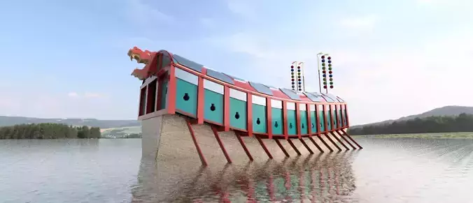 Geobukseon- Turtle ship- Korean armored battleship Low-poly 3D model