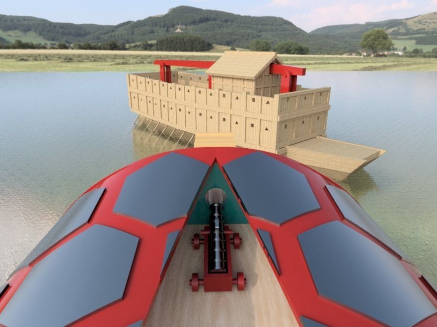 Geobukseon- Turtle ship- Korean armored battleship Low-poly 3D model_2