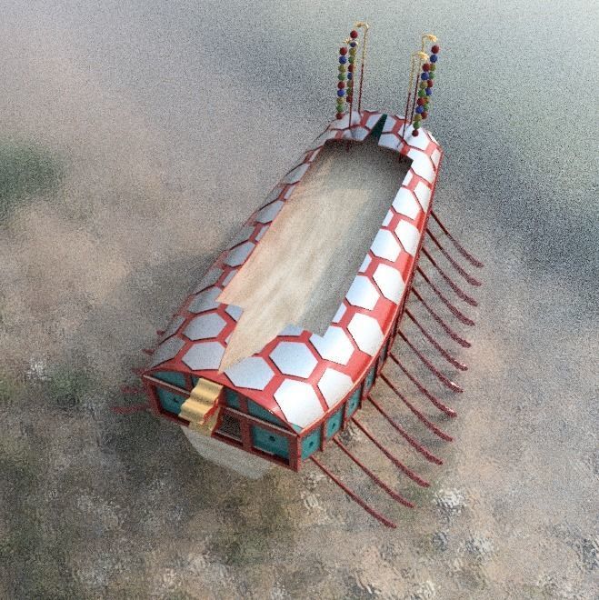 Geobukseon- Turtle ship- Korean armored battleship Low-poly 3D model_6