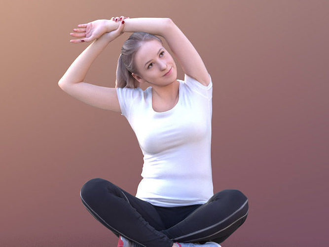 Elena 10677 - Sporty Woman Sitting On The Ground Stretching 3D model