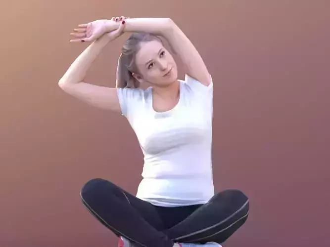 Elena 10677 - Sporty Woman Sitting On The Ground Stretching 3D model
