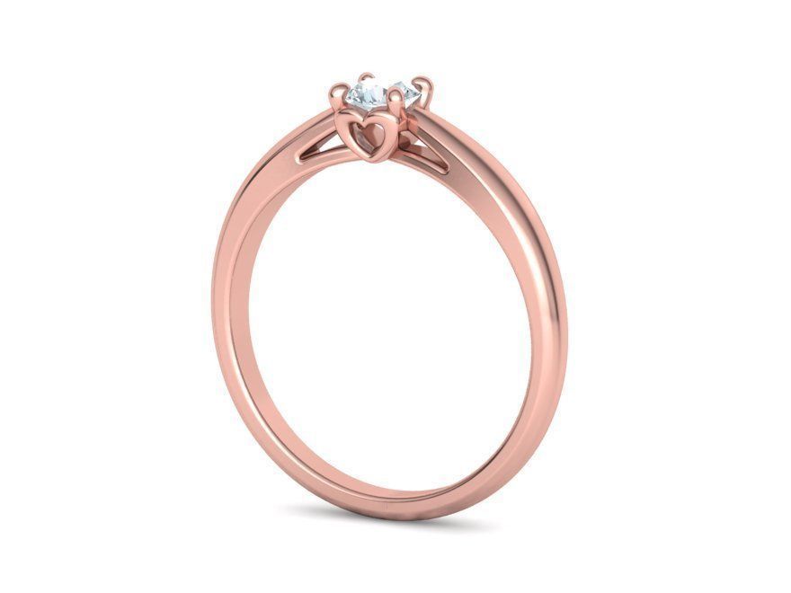 Heart design Solitaire Ring with 4mm stone 3dmodel 3D print model_27