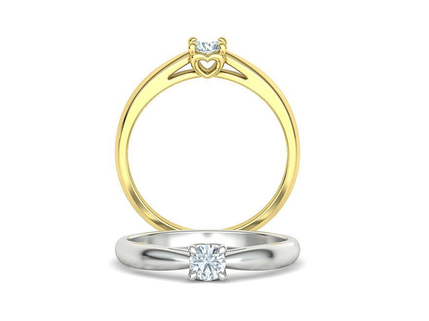Heart design Solitaire Ring with 4mm stone 3dmodel 3D print model_3