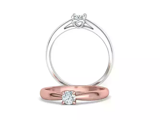 Heart design Solitaire Ring with 4mm stone 3dmodel 3D print model