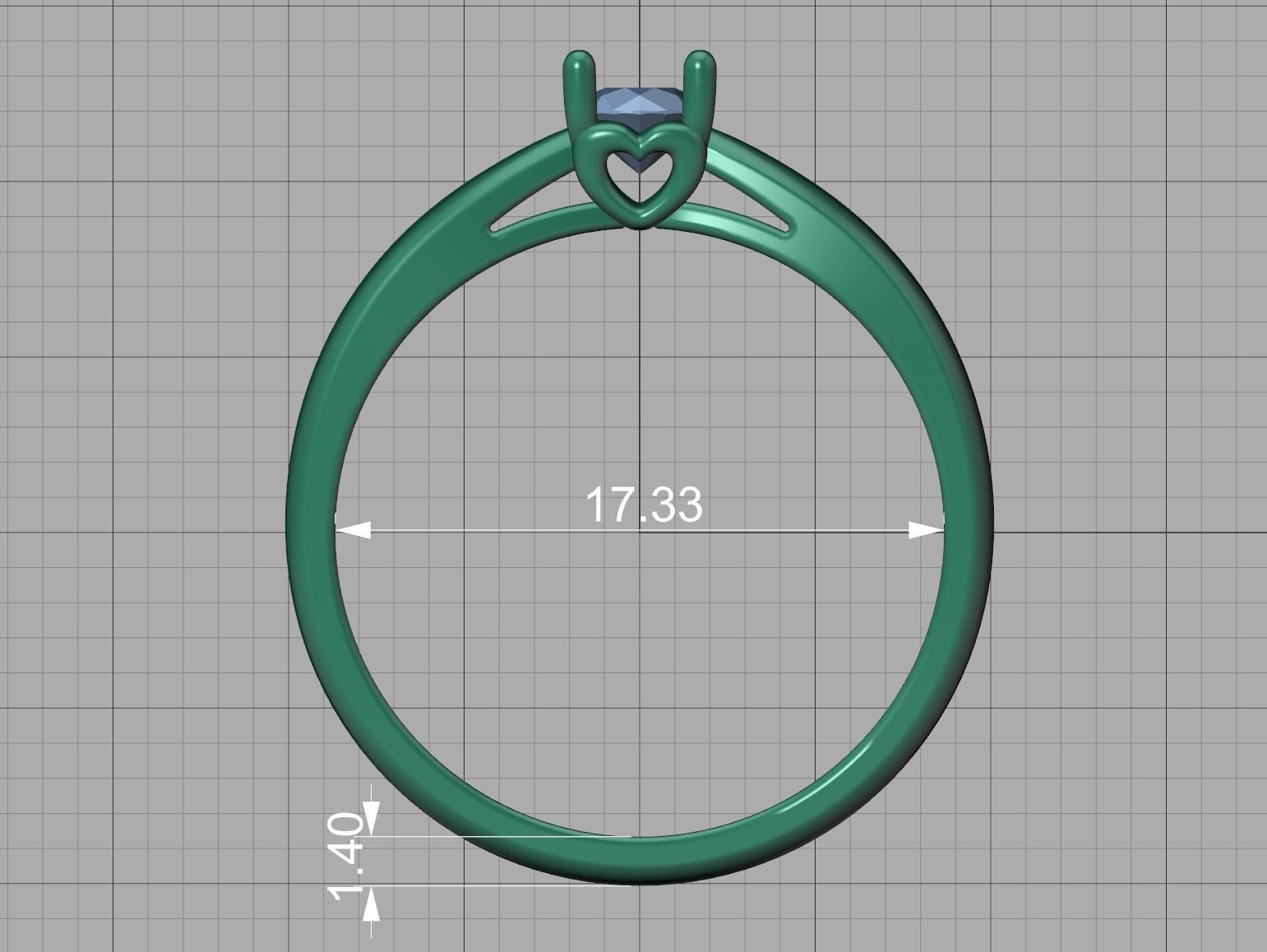 Heart design Solitaire Ring with 4mm stone 3dmodel 3D print model_11