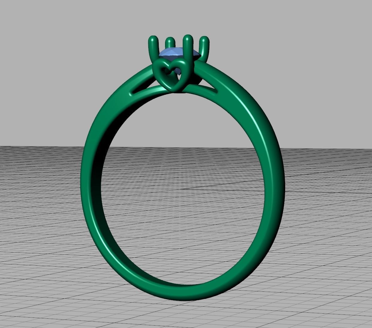 Heart design Solitaire Ring with 4mm stone 3dmodel 3D print model_15