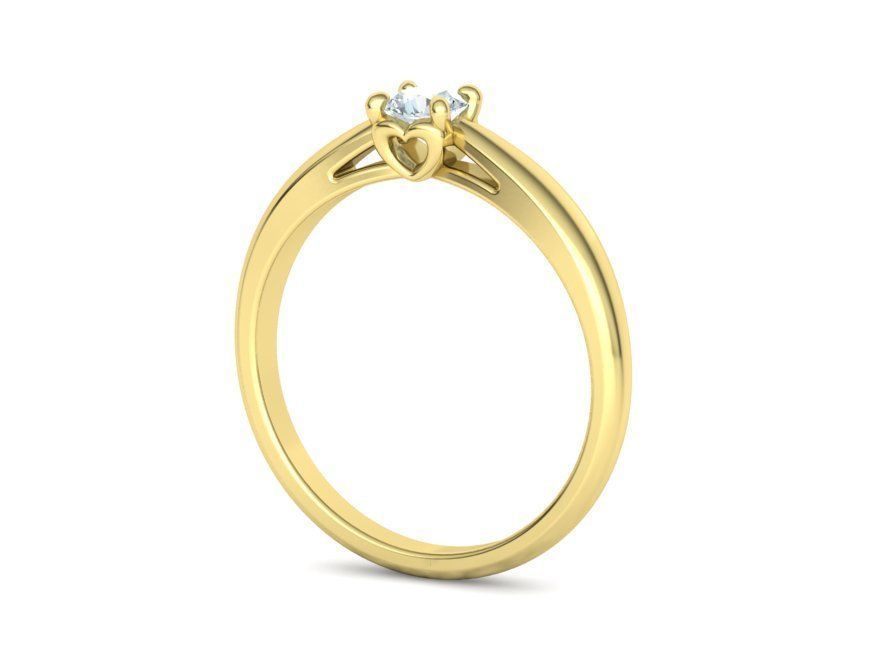 Heart design Solitaire Ring with 4mm stone 3dmodel 3D print model_29