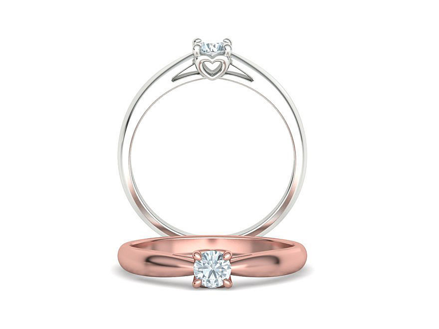 Heart design Solitaire Ring with 4mm stone 3dmodel 3D print model_2