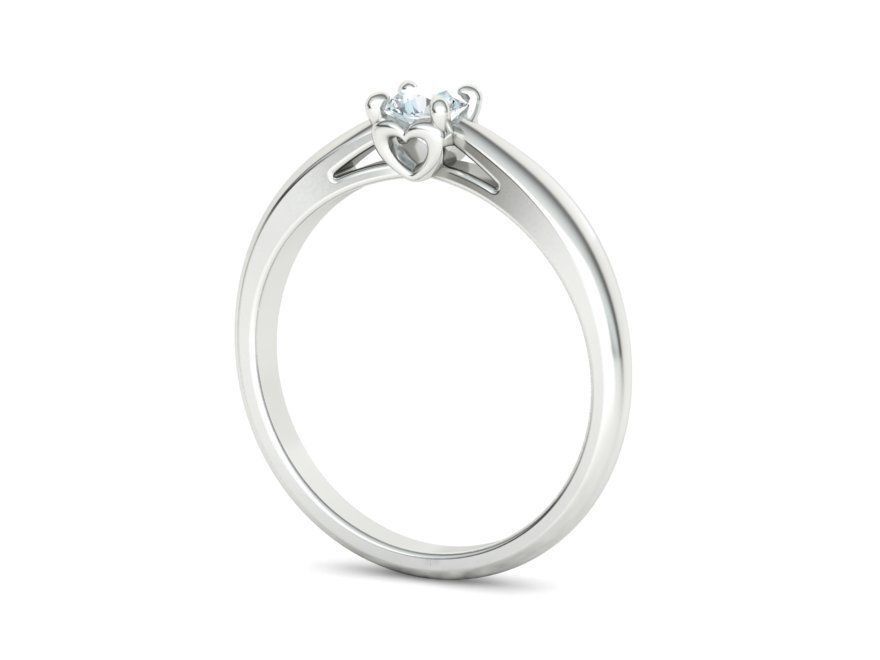 Heart design Solitaire Ring with 4mm stone 3dmodel 3D print model_28