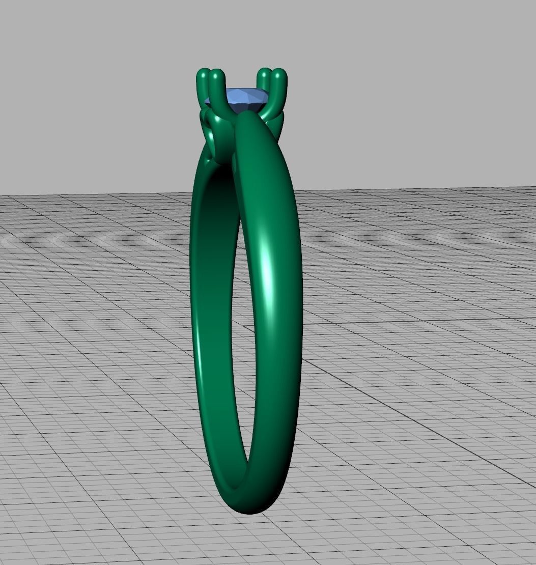 Heart design Solitaire Ring with 4mm stone 3dmodel 3D print model_17