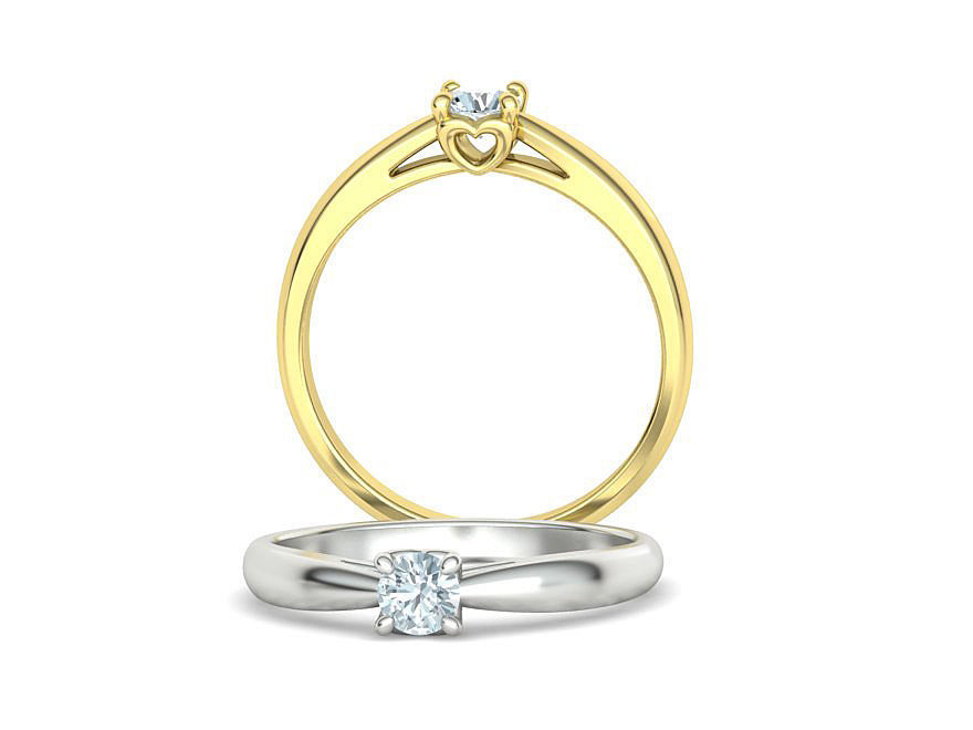 Heart design Solitaire Ring with 4mm stone 3dmodel 3D print model_1