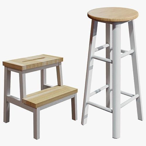 Bar stool and stepping stool Free low-poly 3D model