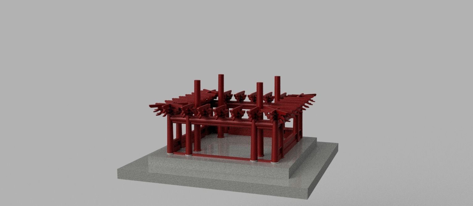 Oriental Vietnam Buddhist temple Low-poly 3D model_16