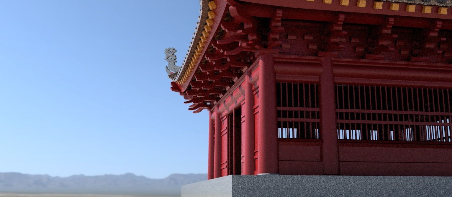 Oriental Vietnam Buddhist temple Low-poly 3D model_7