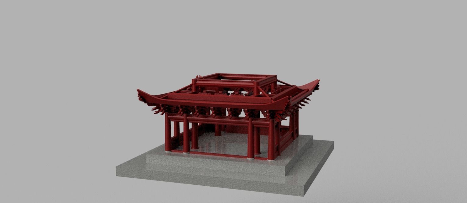 Oriental Vietnam Buddhist temple Low-poly 3D model_2