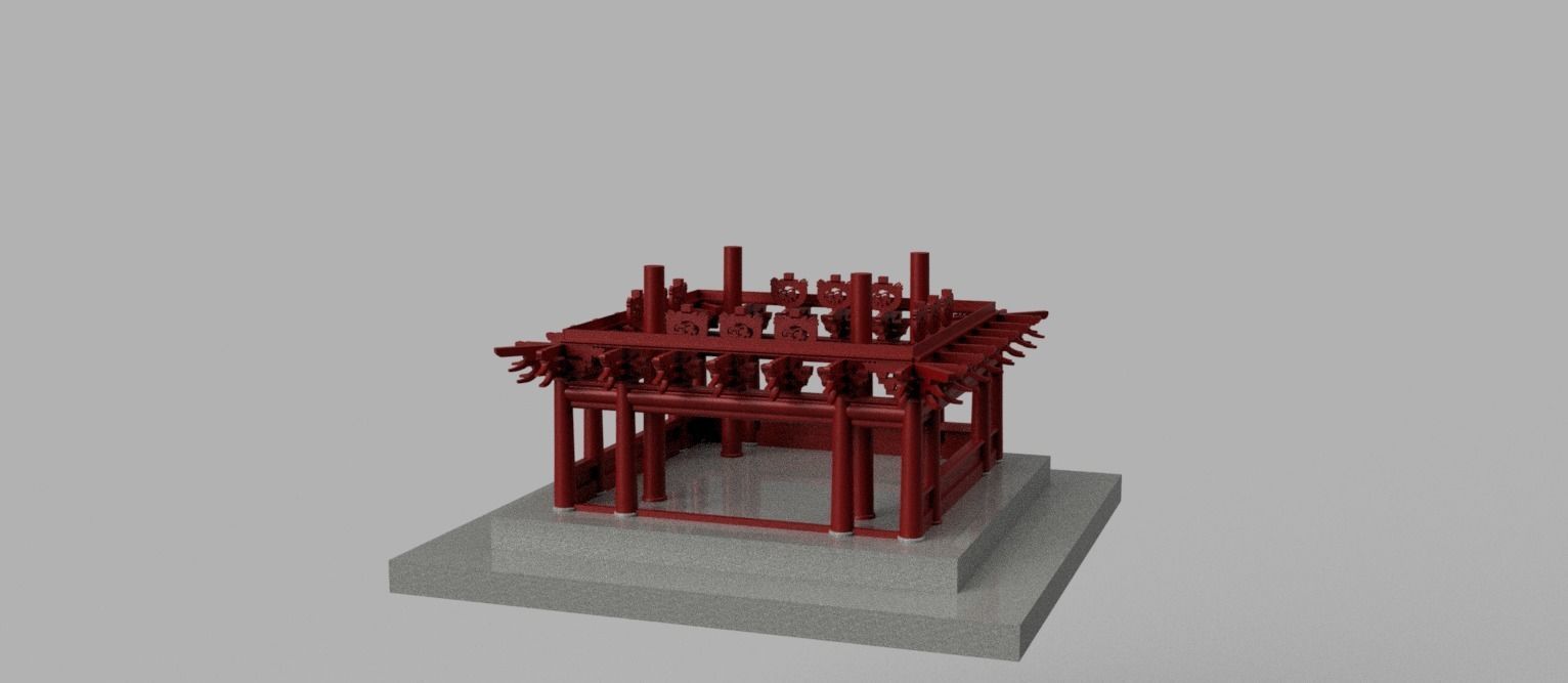 Oriental Vietnam Buddhist temple Low-poly 3D model_1