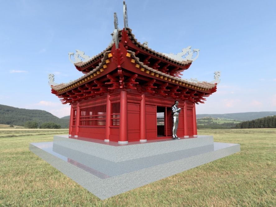 Oriental Vietnam Buddhist temple Low-poly 3D model_9