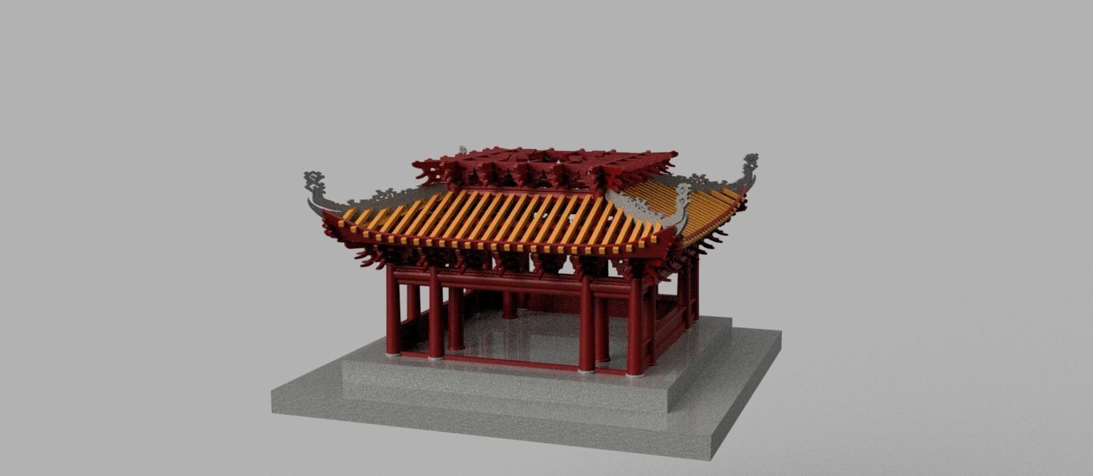 Oriental Vietnam Buddhist temple Low-poly 3D model_4