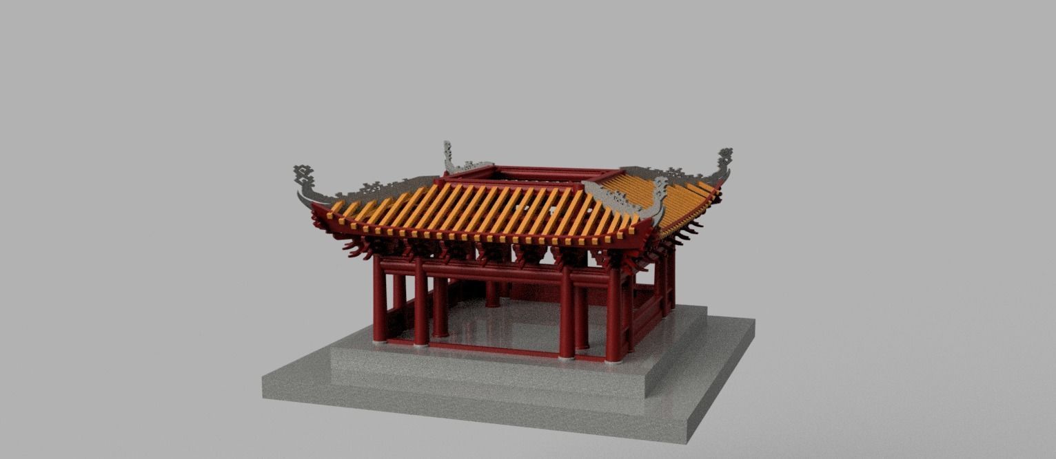 Oriental Vietnam Buddhist temple Low-poly 3D model_3