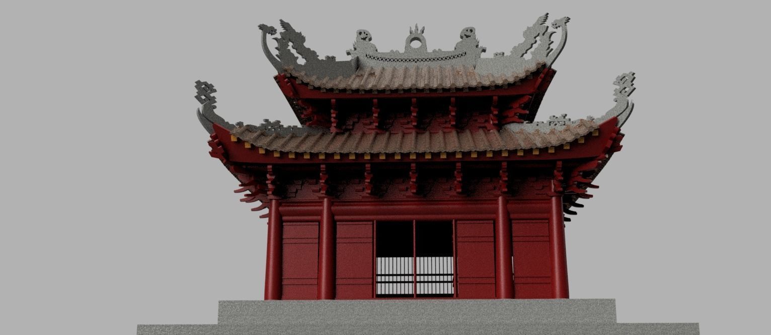 Oriental Vietnam Buddhist temple Low-poly 3D model_11