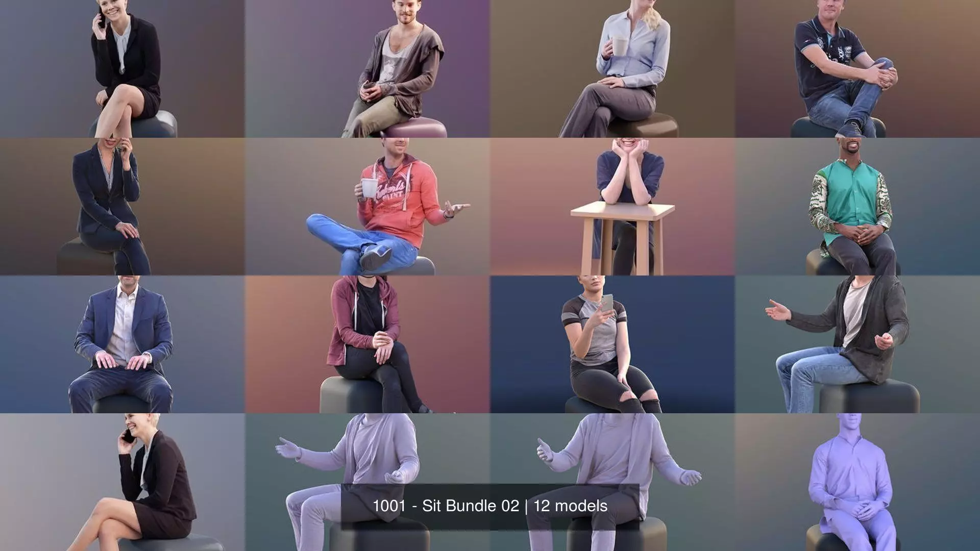 1001 - Sit Bundle 02 3D Model Collection_1