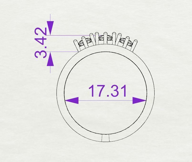 Engagement ring 3 stones 3D print model_3