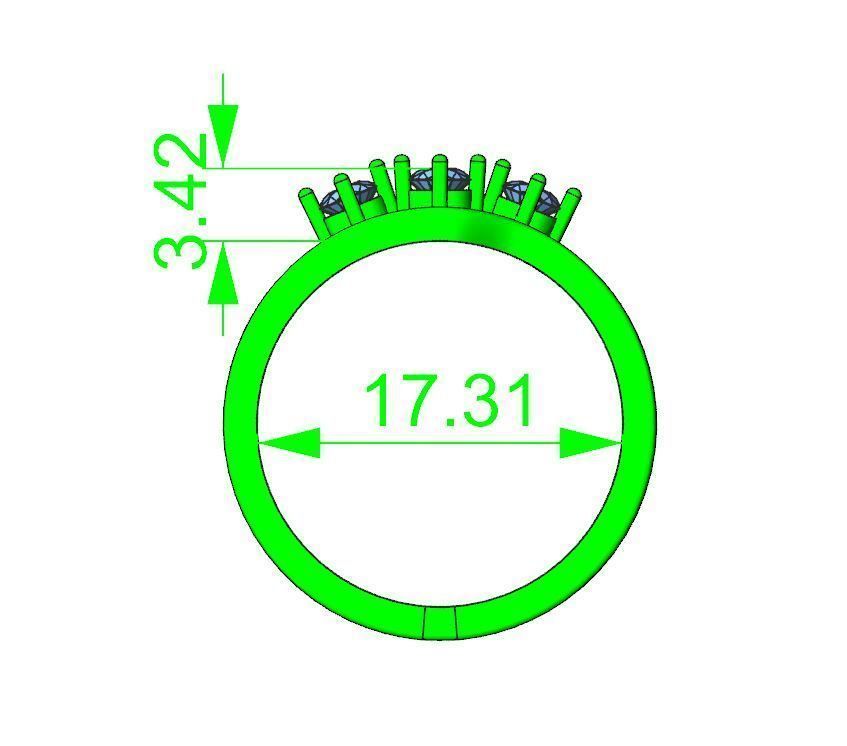 Engagement ring 3 stones 3D print model_5