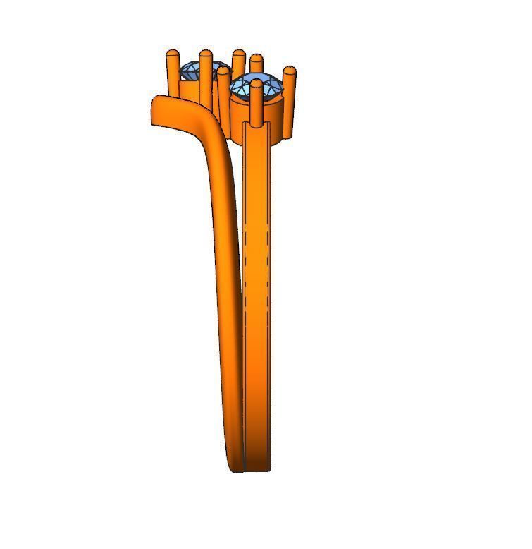Engagement ring 3 stones 3D print model_8