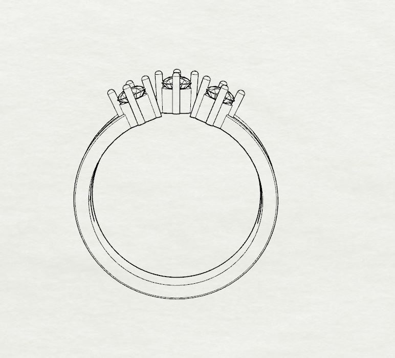 Engagement ring 3 stones 3D print model_14