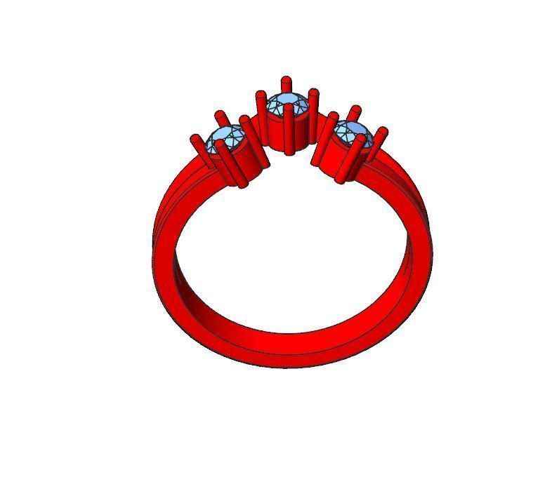 Engagement ring 3 stones 3D print model_10