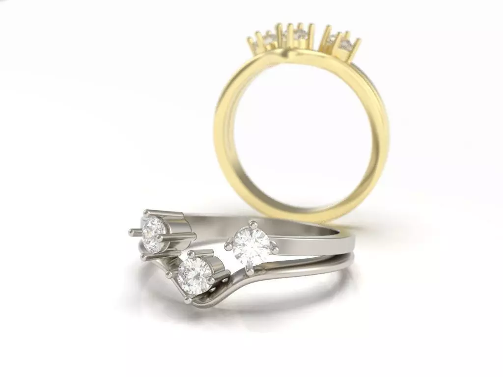 Engagement ring 3 stones 3D print model_0