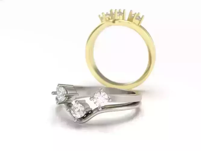 Engagement ring 3 stones 3D print model Engagement ring 3 stones 3D print model