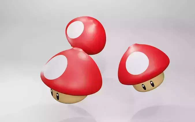 Colorful mushroom head character model