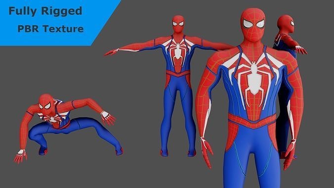 Spider Man Low Poly PBR GameReady Low-poly 3D model