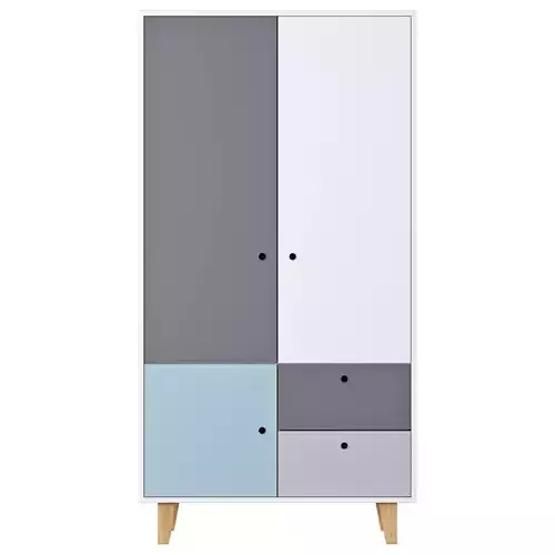 Vox Concept 2 Door Wardrobe in Grey and Blue Cuckooland