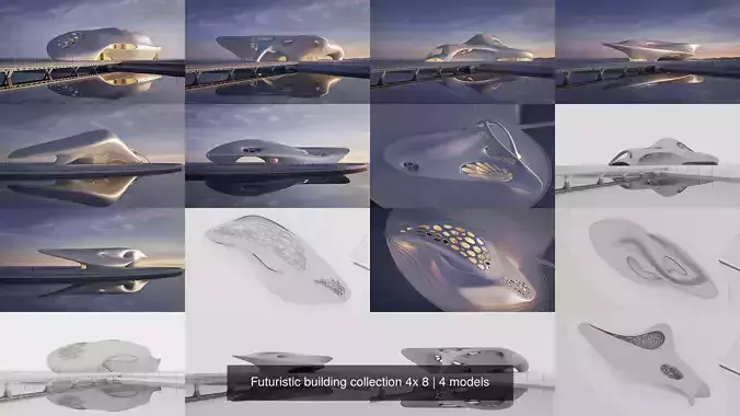 Futuristic building collection 4x 8